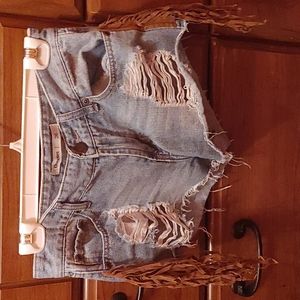 Distressed Fringe Shorts